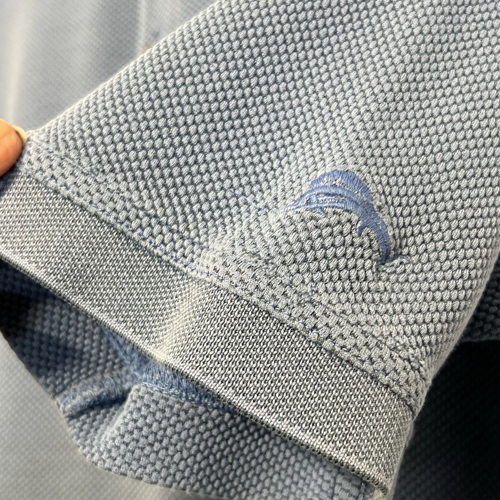 Tommy Bahama Men's Medium Blue Silk Blend w/ Marlin Logo Short Sleeve Polo Shirt - Picture 6 of 11